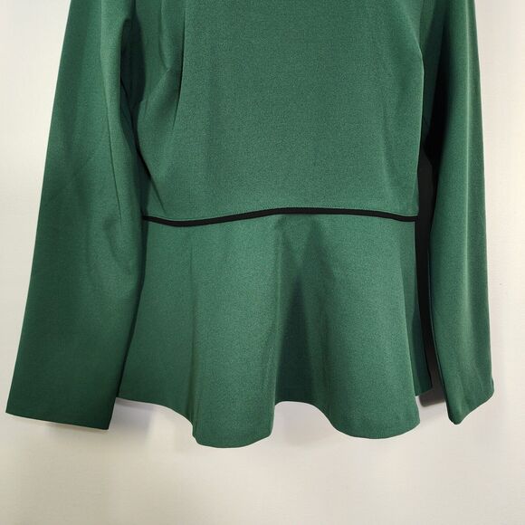 Ann Taylor Womens Top Small Piped Peplum Green Long Sleeve Pullover Long Sleeve - Picture 6 of 10